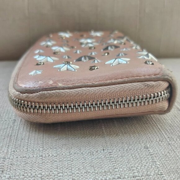 Jimmy Choo Clutch Nellie Star Studded Leather Zip Around Long Wallet Made Italy - Picture 7 of 12